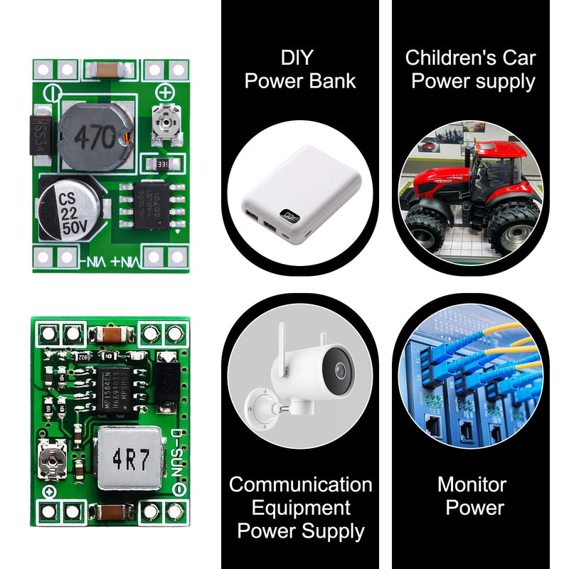 Buck Converter Pack of 8 Mini Step Down Converter Module, Step Down Converter Buck Converter MP1584EN 4.5-28V to 0.8-20V DC-DC Converter Module, 24V to 12V 9V 5V 3V Step Down Adjustable Converter