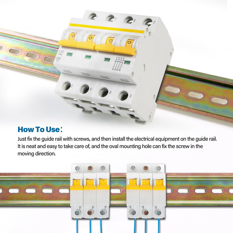 VooGenzek 4 x DIN rail, DIN rail support rail, with 16 screws, for DIN rail series and contactor, 35 x 300 mm, alloy steel Alloy Steel 300mm - 4 Pieces
