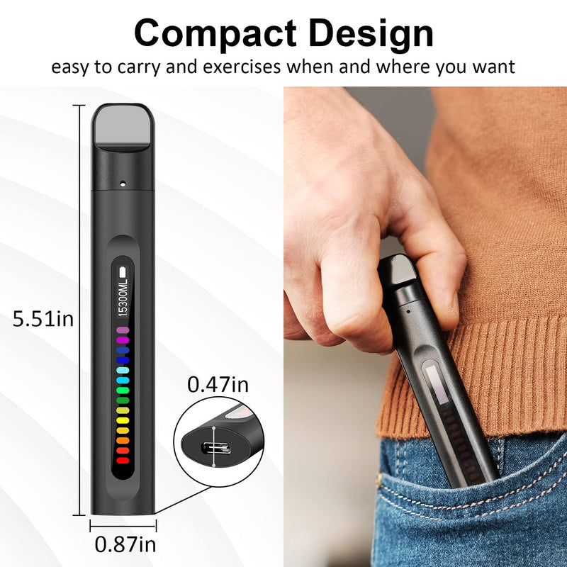 Breathing Trainer with Display | Portable, Rechargeable, Detachable Mouthpieces, Compact Handheld Design Black