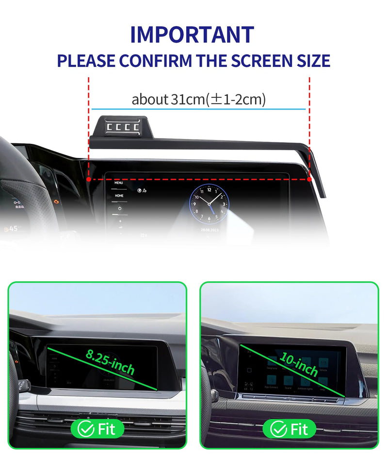 Auto Clamp Car Phone Holder for Volkswagen Golf/GTI/Golf R 2022-2024 | 8/10" Screen Universal Mechanical Clip Cell phone Mount Accessories Fit iPhone Android, Automobile GPS Dashboard Cradle For 2022-2024 Golf/Golf GTI/Golf R