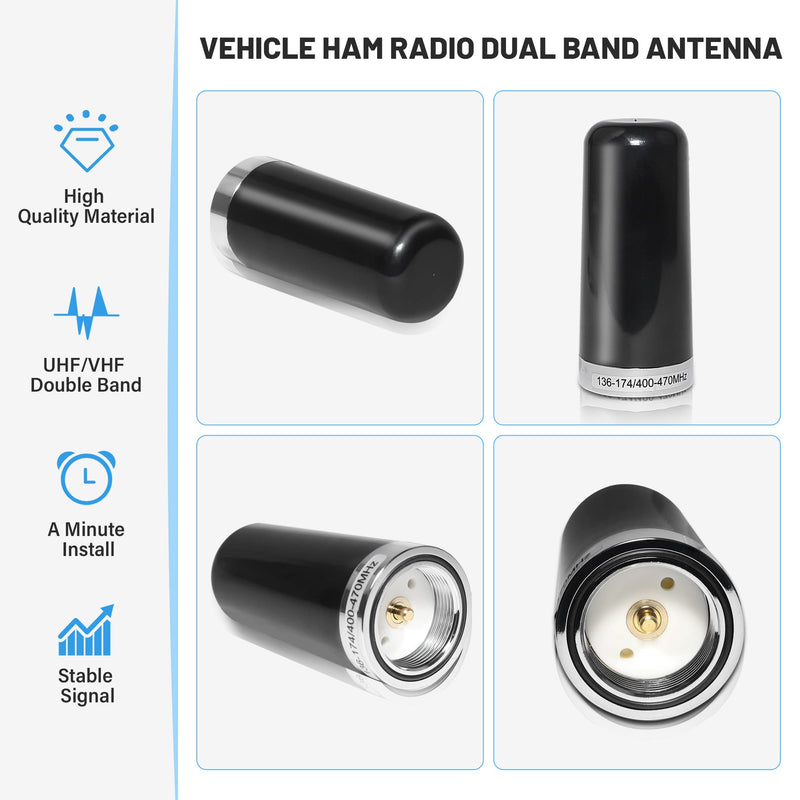 Anina (2-Pack) 3DB Gain GMRS Antenna NMO Mount, Dual-Band UHF VHF 136-174MHz 400-470MHz, 3.5” Antenna NMO Connection for Midland Car Truck Ham Radio Amateur Mobile Radio Two Way Marine Boat VHF Radio 2