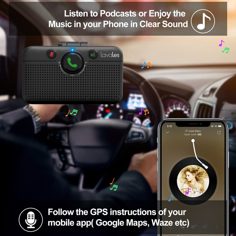 [AUSTRALIA] - Bluetooth 5.3 Car Speaker, Handsfree Cell Phone Automobile Speakerphones, Support Siri Google Voice Assistant/Motion AUTO ON, Bluetooth Visor Speakerphone Wireless Car kit 