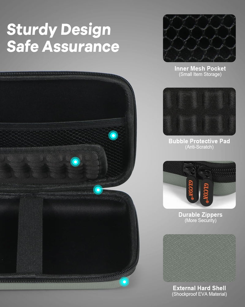 Large Hard Carrying Case - Universal Electronic Organizer Storage Case Bag - Gray-Green + Light-Blue