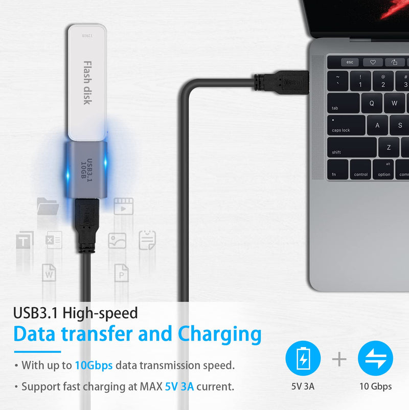 [AUSTRALIA] - Poyiccot USB A to USB C Adapter, 2Pack USB C Female to USB Female Adapter, 10Gbps USB A Female to USB C Female Adapter Bi-Directional (USB 3.1 Type C Gen2) Compatible for iPhone, MacBook Pro, Laptop USB A to USB C Extender-2pack 