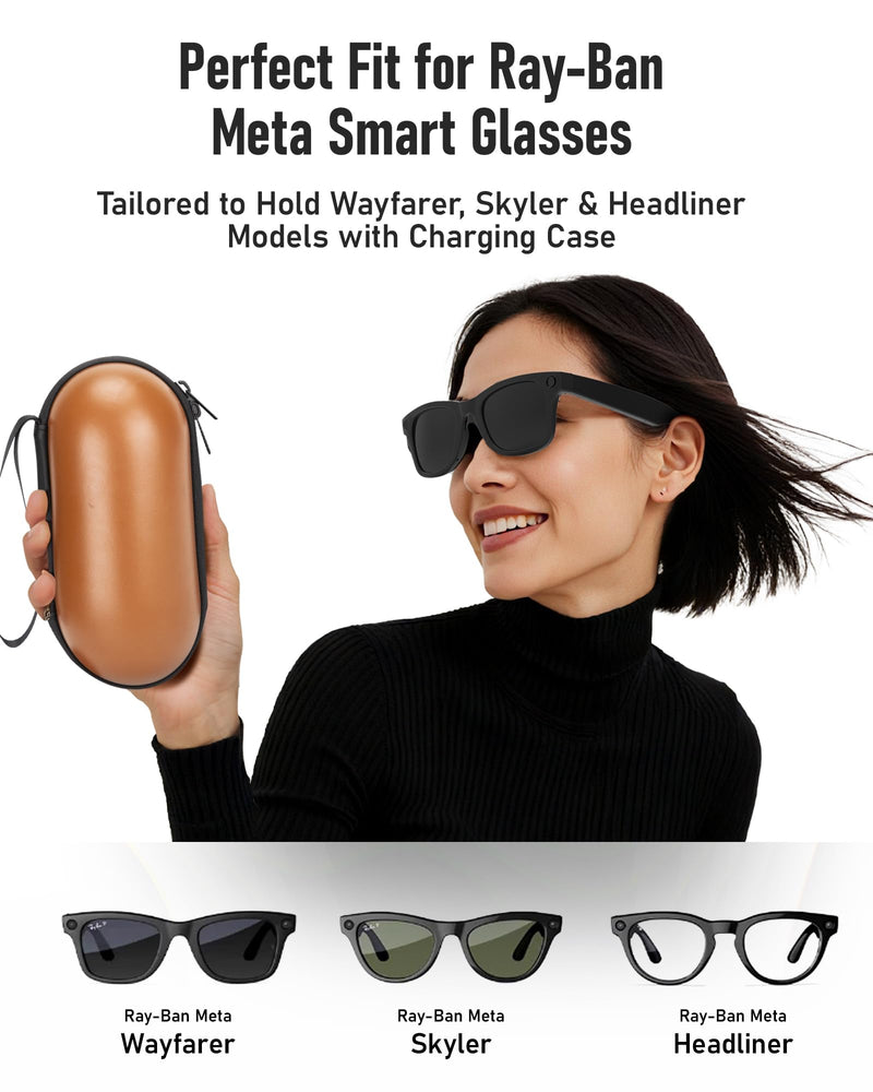 Ray-Ban Meta Smart Glasses Bundle: Hard Case + Upgraded Charging Cable | Travel Protection & Fast Charging