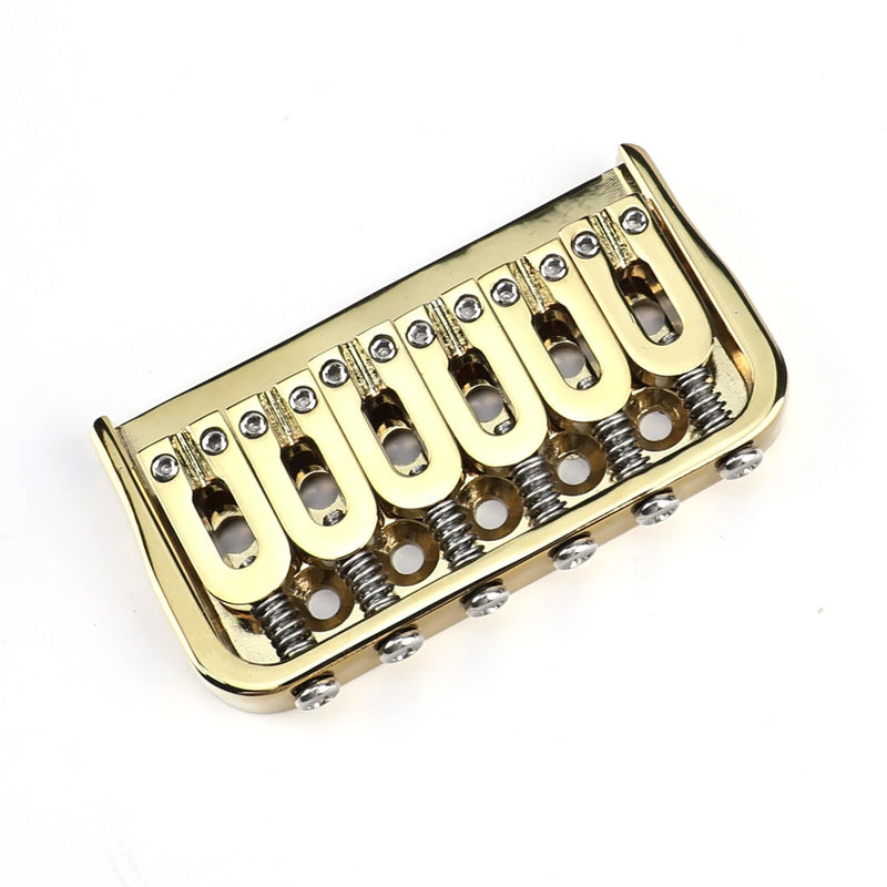 [AUSTRALIA] - 6 String Guitar Fixed Bridge 10.5mm Zinc Alloy Saddle Baseplate Electric Guitar Hardtail Bridge Compatible with Telecaster Tele Strat Style Electric Guitar Replacement Parts Gold 6 string- regular fret 