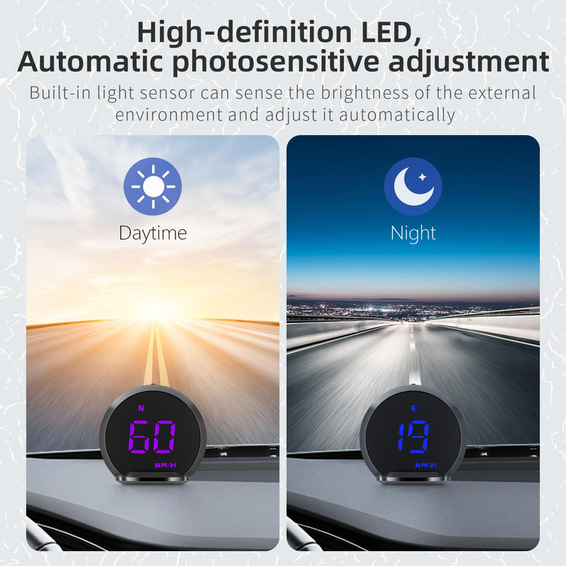 GPS Speedometer HUD, Head Up Display for Cars with Digital Speedometer for Car MPH, Travel Direction Function,Clock,and Overspeed Alarm, Fatigue Driving Alarm,Car Heads Up Display for All 5V Vehicles