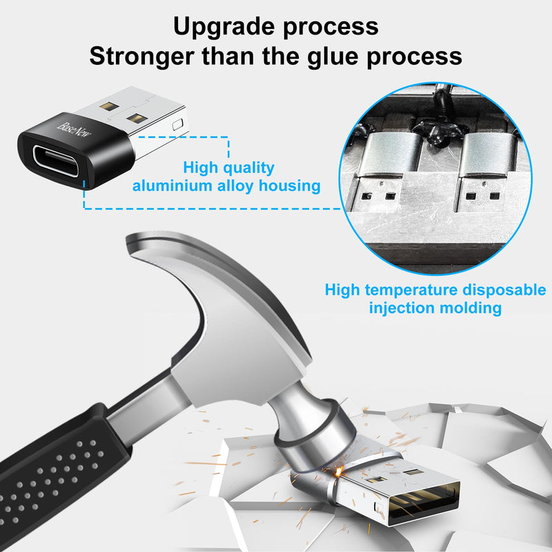 USB to USBC-C Adapter 10 Pack,USB to USB C Adapter,USB C Female to USB Male Adapter,USB A to USB C Adapter,USB C to USB Charger Converter OTG for iPhone 15/14/13 Pro,MacBook Pro,Laptop,PC Grey & Black