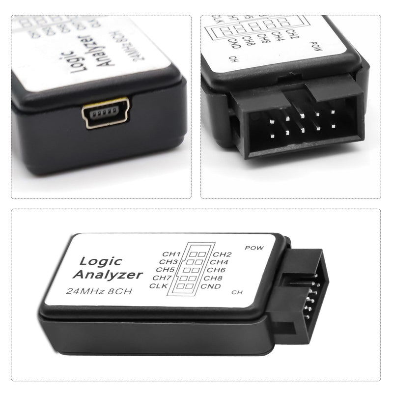 QIQIAZI USB Logic Analyzer 8 Channels 24MHz 5PF with USB Cable and Connection Cable Compatible with Arduino