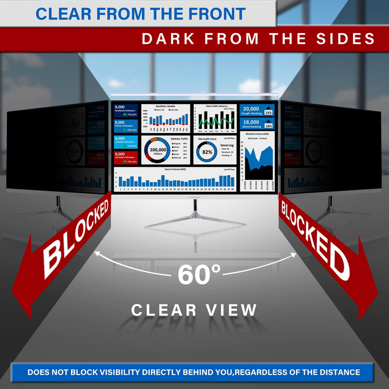 19" Computer Privacy Screen Filter for 16:10 Widescreen Monitors - Premium Anti-Glare Computer Screen Cover: Anti-Glare - Anti-Scratch - UV & Blue Light Protection
