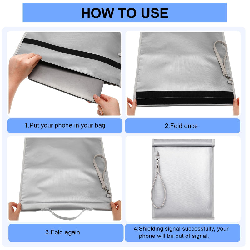 Shinylin 6 Pack Faraday Bags, Signal Blocking Pouches for Laptop Phone Car Key Tablet, Waterproof EMP Proof Anti Theft Anti Tracking Blocker Case (Silver) Silver