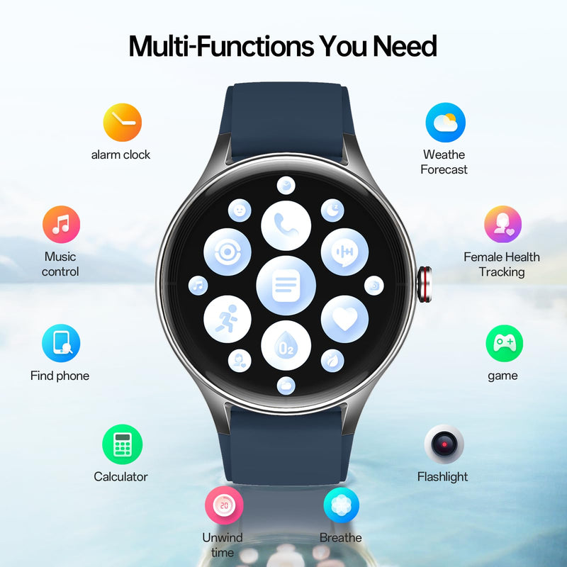 Woneligo Smart Watch for Men,1.57'' AMOLED Touchscreen Compatible with Android&iOS,IP68 Waterproof Fitness Watch with Heart Rate/Sp02/Sleep & Calories Monitors 110+ Sport Modes,Bluetooth Calls