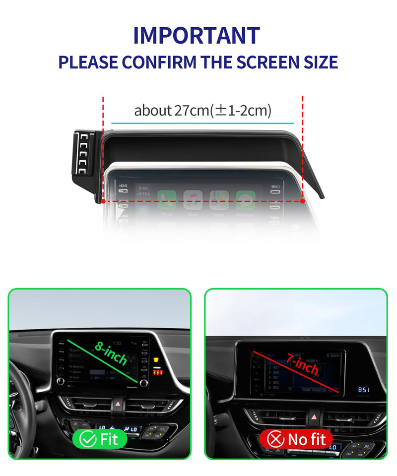 Auto Clamp Car Phone Holder for Toyota C-HR 2019-2022, 8" Screen | Universal Mechanical clip Cell phone Mount Accessories Fit iPhone Android,Automobile Cradle GPS Dashboard Navigation Bracket