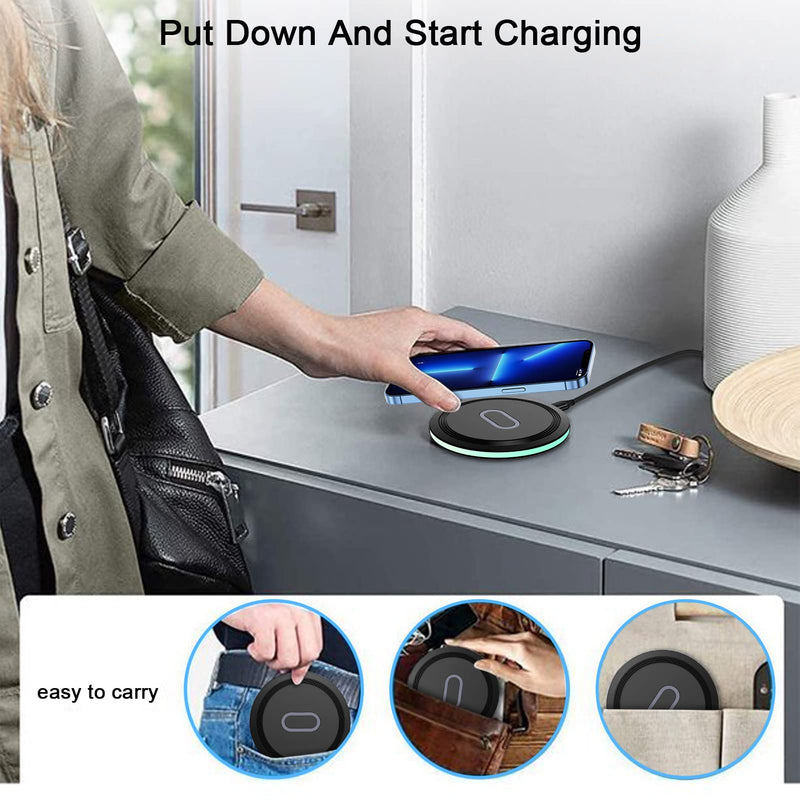 Wireless Charger Samsung Fast Charging Pad for Samsung Galaxy S24/S23 Ultra/S22/S21/Z Flip 5,15W Wireless Charging Station Charger Mat with QC Adapter for Google Pixel 7a 8 7Pro 6,iPhone 15 14 13 12 Wireless Charger with QC Adapter