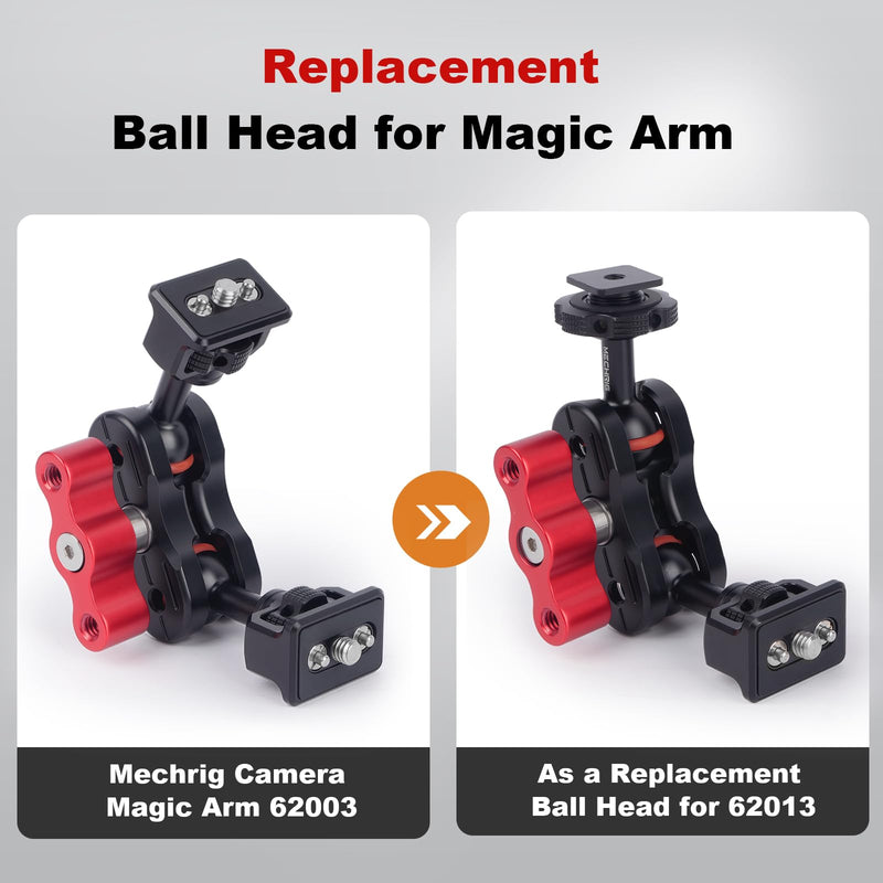 [AUSTRALIA] - 20mm Ball Head Hot Shoe Adapter for Camera Magic Arm, CNC Aluminum Alloy Quick Release Mount with Anti-Slip Ring for DSLR Rig/Gimbal Handle/Riding Filming(62008 Hot Shoe Mount Ball Head) 62008 