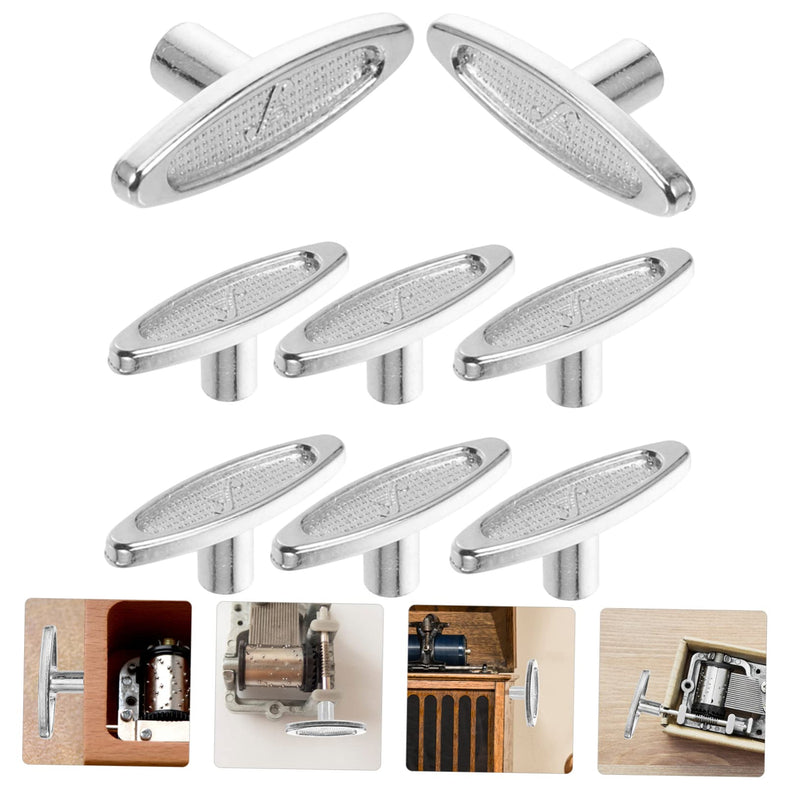 [AUSTRALIA] - 8pcs Music Box Knob Musical Mechanism Key Snow Globe Repair Kit Musical Movements Windup Jewelry Toy Key Music Jewelry Toys Winding Keys for Windup Metal Iron Replace to Rotate Silver 2.5x1cm 