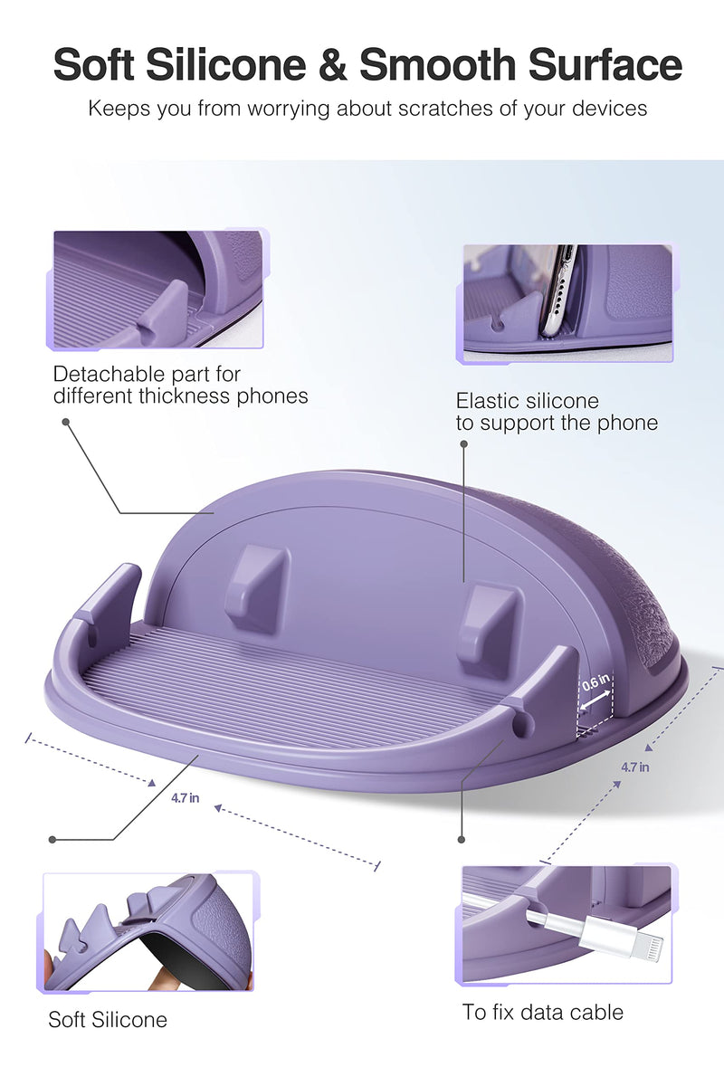 Loncaster Car Phone Holder, Black & Purple Car Phone Mount Silicone Car Pad Mat for Various Dashboards, Slip Free Phone Stand Compatible with iPhone, Samsung, Android, GPS Devices and More