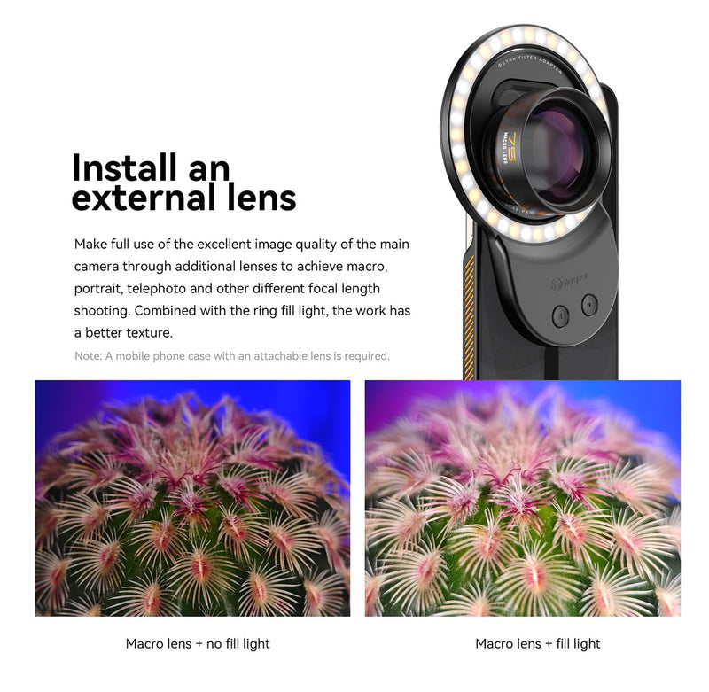 Phone Light, Selfie Light Magnetic, Video Light Compatible with iPhone Android, Tablet, Camera, Laptop Camera Photography, 3 Adjustable Light Modes, Beauty Selfie Ring Light - Black