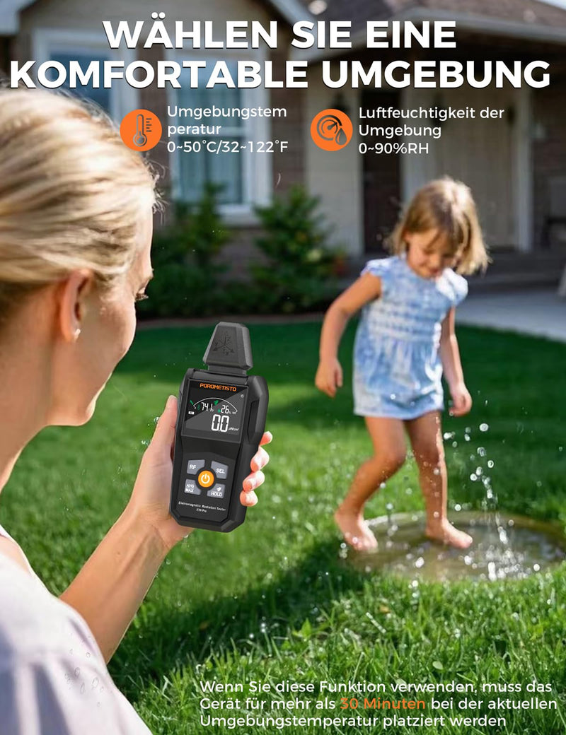 5-in-1 EMF Meter ET01PRO, Simultaneous Display of EF/MF/RF/TEM/HUM, Electrosmog Meter with Maximum, Minimum Value Display and Data Storage, Suitable for Office, Home and Ghost Hunting