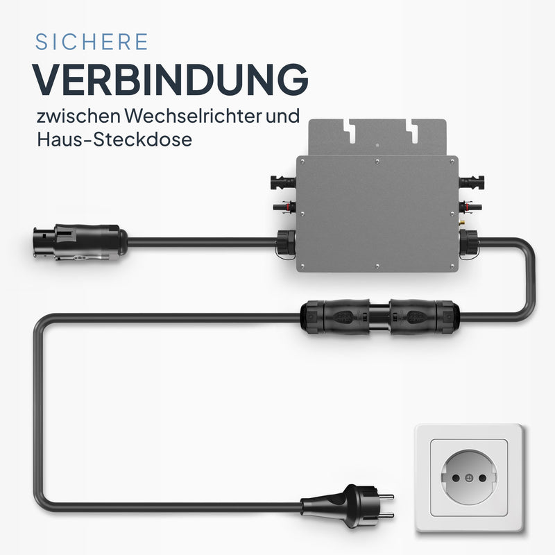SEPO-Leitungen BC01 Balcony Power Station Cable - Female to Schuko Plug 2 m (IP44) Including 0% VAT According to § 12 Paragraph 3 UStG - AC Extension Cable for Inverter Deye, Envertech, TSUN, NEP 0% VAT - Cable 2 Meter