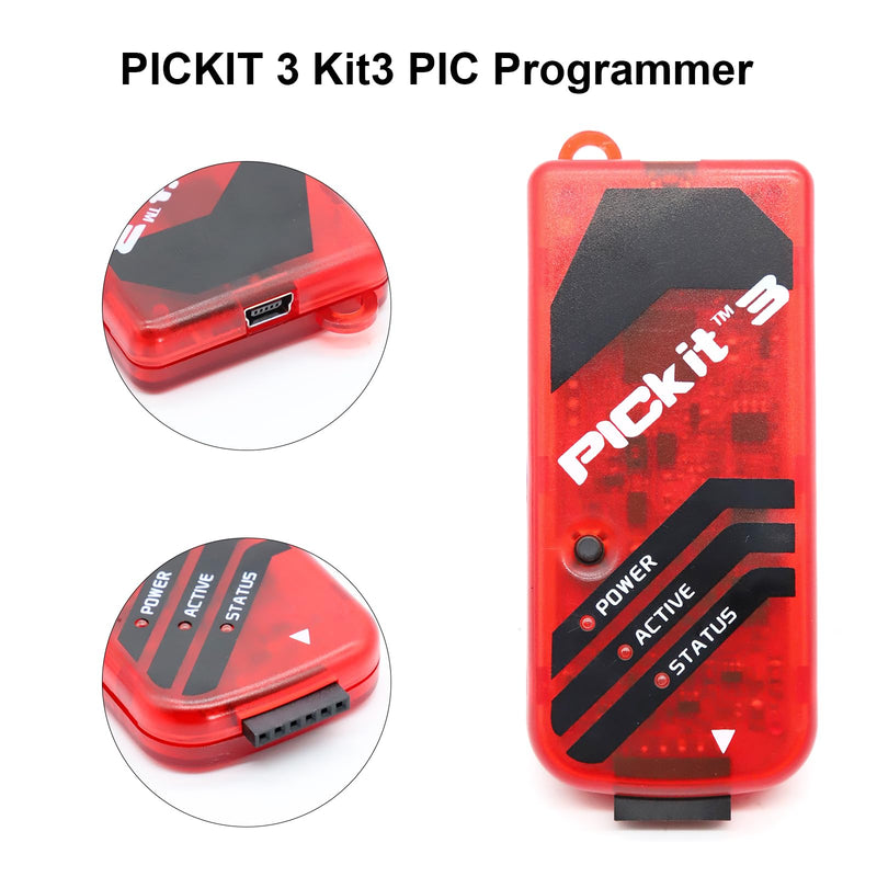 Pickit 3 Kit3 PIC Programmer, AYWHP Microcontroller Programmer, Emulator, USB Cable for Programming, Troubleshooting, PC Software and Hardware Development