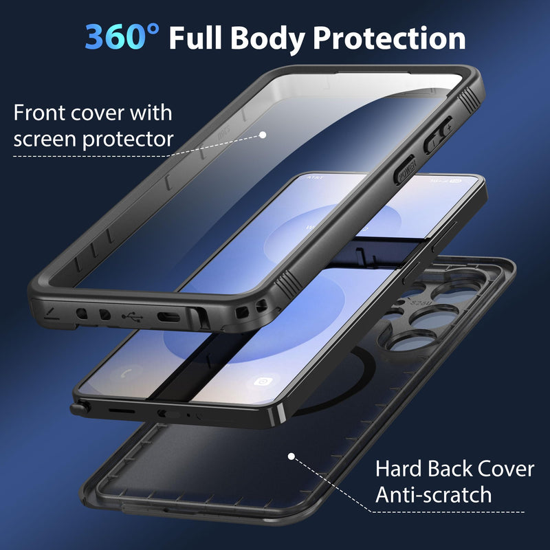 SPORTLINK for Samsung Galaxy S26 Ultra Waterproof Case, Mag/Black, 6.9" | Military-Grade Heavy-Duty 360° Full-Body Protection with Built-in Screen & Camera Protectors, Dustproof, Shockproof