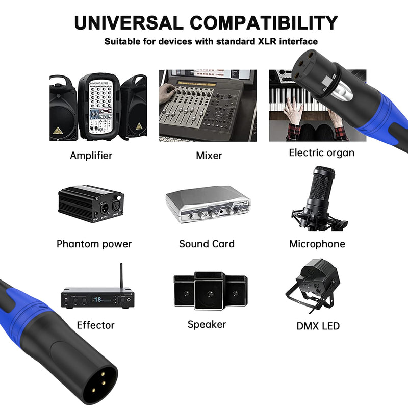 2 Pack, 25 FT XLR Male to Female Cable Professional Balanced Microphone Lead XLR Male to Female Cables, Extension Mic Cable Cord Black 2 Pack
