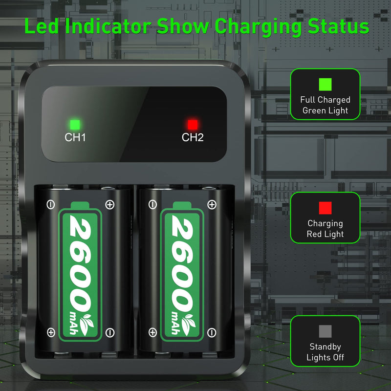 Ukor Fast Charging 2x6200mWh(2x2600mAh) Rechargeable Battery Packs with Charger for Xbox One/Xbox Series X|S Xbox One S/Xbox One X/Xbox One Elite Wireless Controller, Lasting Intelligent Protection
