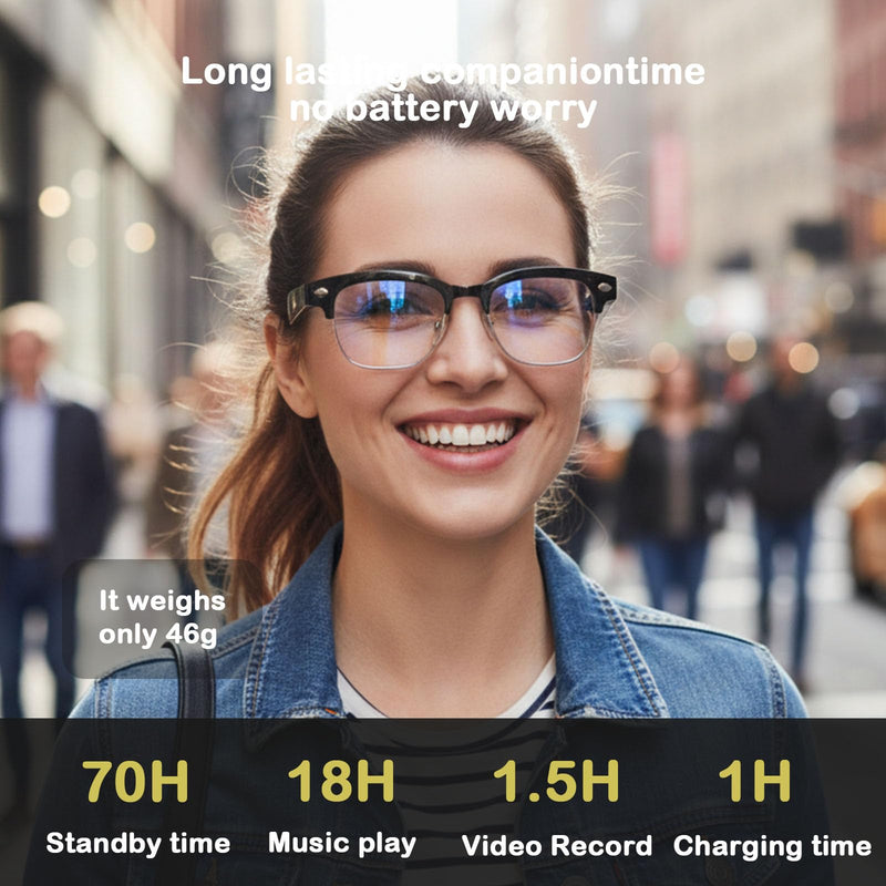 7 in 1 AI Smart Glasses with Camera W630 | 8MP HD Video Recording, AI Voice Assistant, Real-Time Translation, Anti-Blue Light, Bluetooth Call & Music