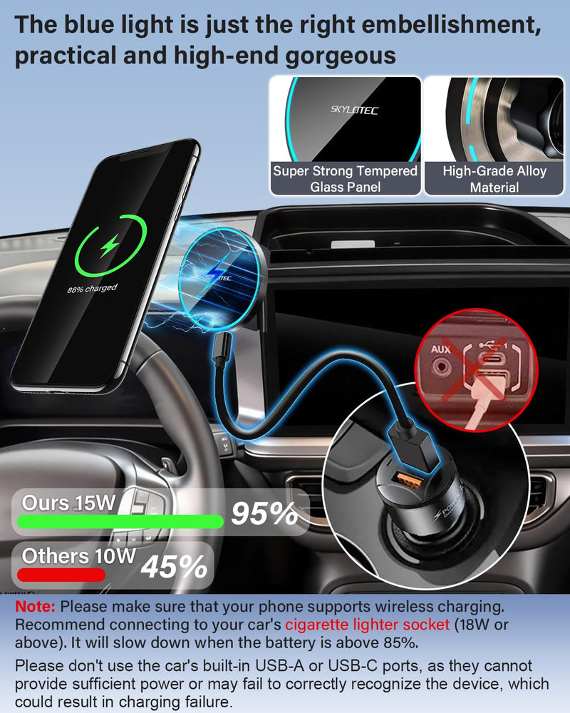 SKYLOTEC Magnetic Charger Phone Holder for Ford Bronco Sport 2025 13.2 inch | Bronco Sport Dashboard Storage Accessories, for MagSafe iPhone 15W Wireless Charger Car Cell Phone Mount Magnetic Wireless Charger