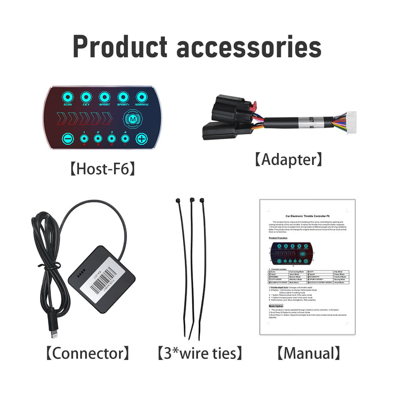 Throttle Response Controller 10 Drive Modes Smart Electronic Accelerator | Fit for Ford F150 F250 F350 F450 F550 Explorer Mustang Bronco Ranger Edge Fusion Taurus Focus Land Rover Mazda 861-6 861-F6