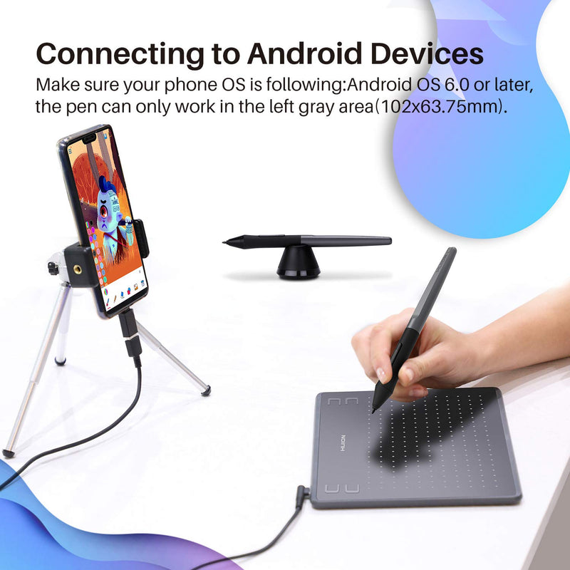HUION HS64 OSU Drawing Tablet 16384 Pen Pressure | 6.3x4 inch for Beginner, Battery-Free Stylus, Ultra-Slim, 4 Hot Keys, Work with Windows/Mac/Android/Linux Small