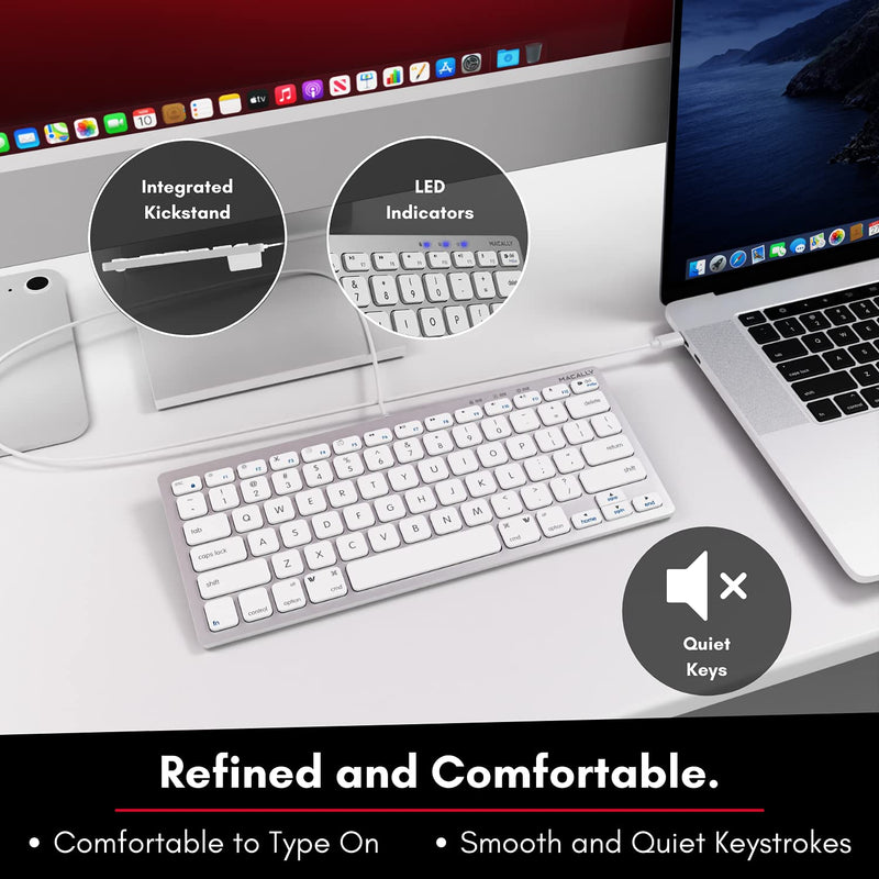 Macally Small USB C Keyboard - Plug & Play Compatible Apple Wired Keyboard for Mac Mini, MacBook Pro/Air, iMac, Windows, iPad, Chromebook with USB C Port - Compact & Mini USB Type C Keyboard