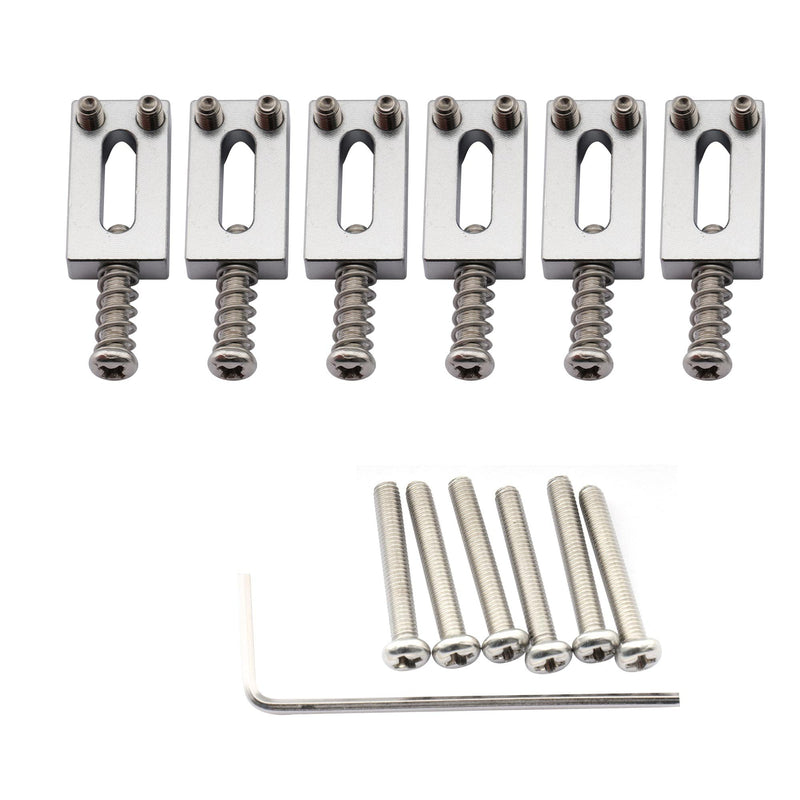 Musiclily Ultra 10.8mm Guitar Bridge Saddles Brass Tremolo Bridge Saddle for Fender Stratocaster Strat ST Telecaster Tele TL Style Electric Guitar Replacement, Chrom (Set of 6) Chrome