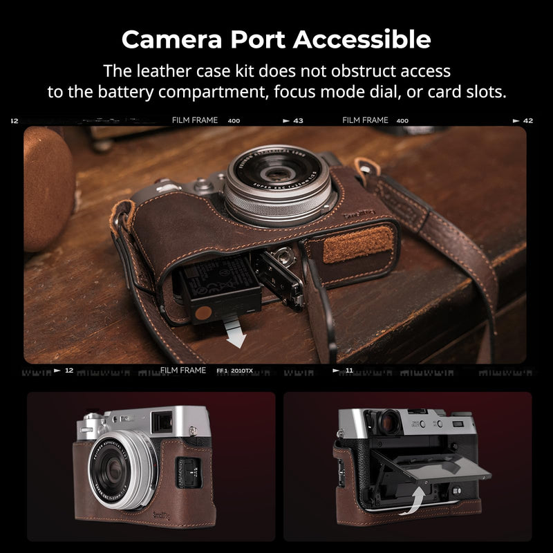 SMALLRIG X100VI Leather Case Kit for FUJIFILM X100VI, Including Leather Half Case, Flip Case Cover and Shoulder Strap, Genuine Leather Material, Portable and Protecting - 4558
