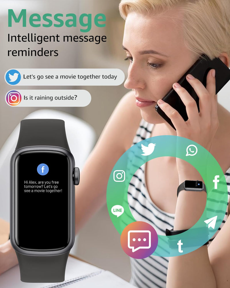 Fitness Tracker with Step Counter/Calories, Activity Health Tracker with Blood Pressure Heart Rate Monitor, Sleep Tracker, 137+ Sport Modes, Pedometer SmartWatch, Gift for Women Men Black