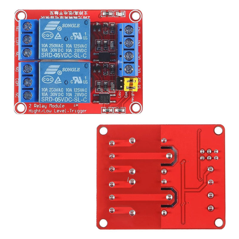 Gebildet Pack of 2 DC 5V 2 Channel Relay Module Boards Shield with Optocoupler Isolation, Supports High or Low Level Compatible Development Board Trigger 5 V 2-way