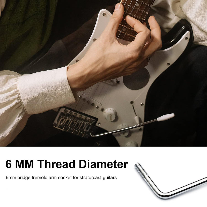 6 MM Thread Tremolo Arm Electric Guitar Tremolo Arm Thread Metal Single Tremolo Arm Whammy Bar with Tip for Stratocaster Electric Guitar Tremolo System (Chrome) Chrome