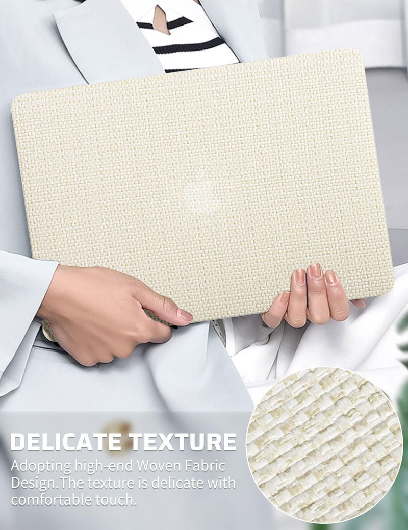 Seorsok Compatible with MacBook Pro 13 inch Case M2 2023,2022,2021-2016 A2338 M1 A2251 A2289 A2159 A1989 A1708 A1706,Elegant Leather Plastic Hard Shell Transparent Keyboard Cover,Beige Woven Fabric Pro 13 (A2338 M1 A2251 A2289 A2159 A1989 A1706) Beige
