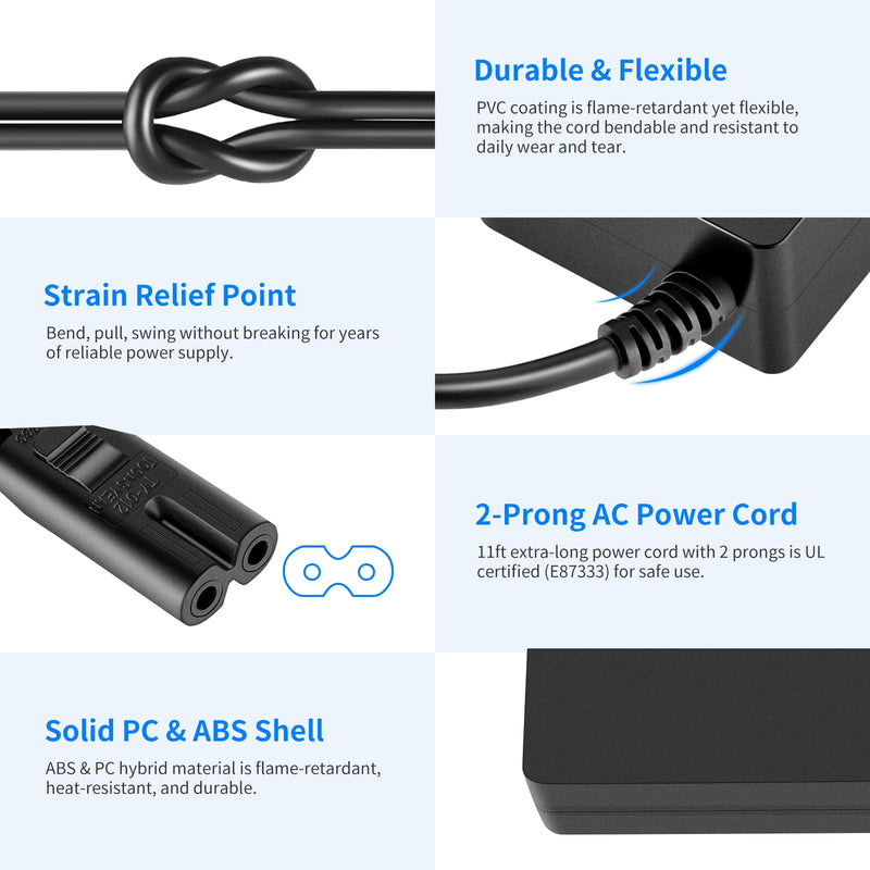 Neewer AC 100-240V to DC 12V 5A 60W Power Supply Adapter with 6.5 feet/2 Meters Power Cable Compatible with 660 960 LED Video Light and Max. 12V 5A 60W Ring Light (US Plug)