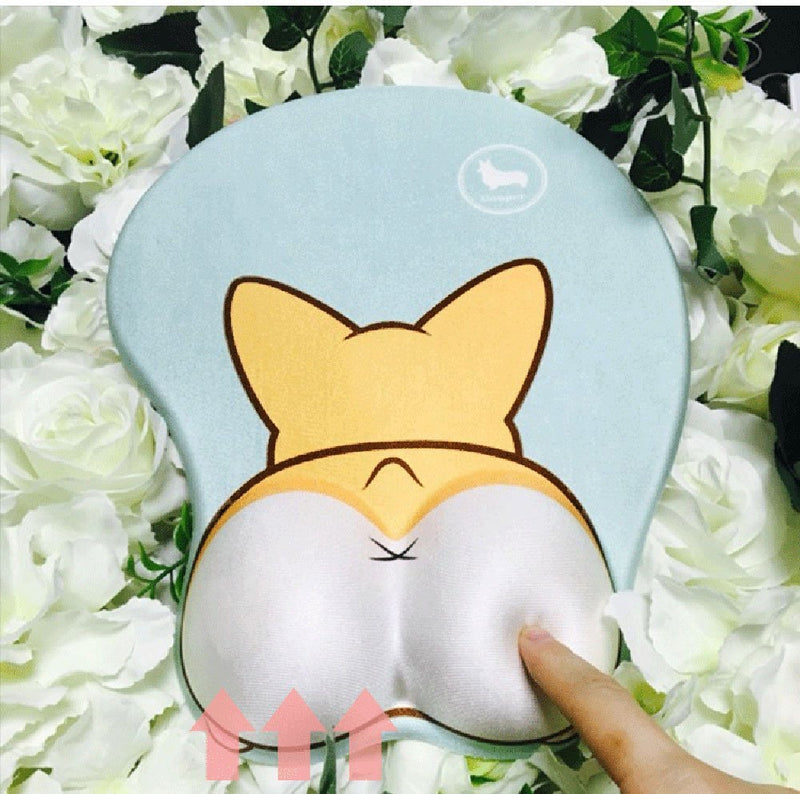 123Arts 3D Funny Corgi Butt Shape Silicone Mouse Pad Mouse Mat- 8.6X10.2 Inch corgi1