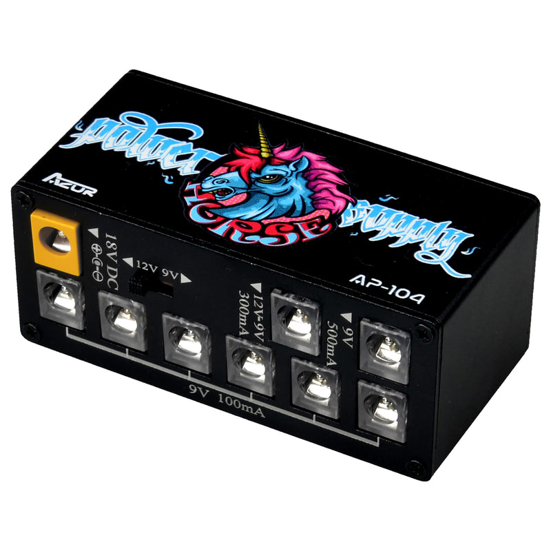 AZOR AP-104 Pedal Power Supply 8 DC Outputs Mini Pedal Board Power Supply with Switchable Voltage for 9V/12V Effect Pedal Power Supply