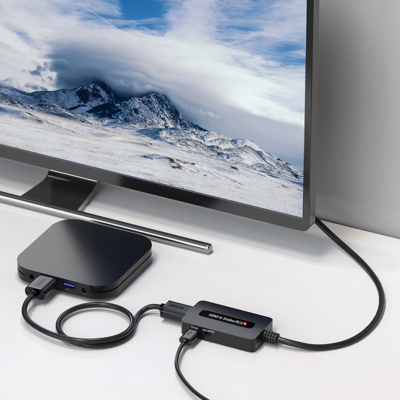 HDMI to S Video RCA Converter, 1080P HDMI to AV Composite S-Video 2 in 1 Converter for DVD/STB/PS3/PS4 to Display on Older TV with Svideo/RCA Inputs(Not Support 4k HDMI)