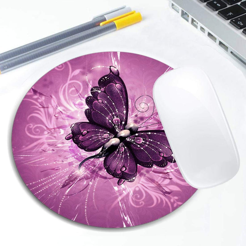 Butterfly Mouse Pad Round Non-Slip Rubber Mousepad Laptop Office Computer Decor Cute Desk Accessories Customized Design Mouse Pad Butterfly