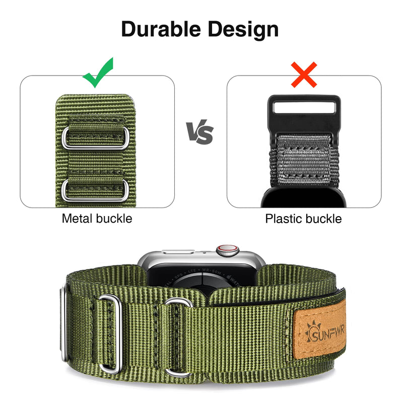Bundle of the Rugged Nylon Velcro Apple Watch Band (Army green/Black)