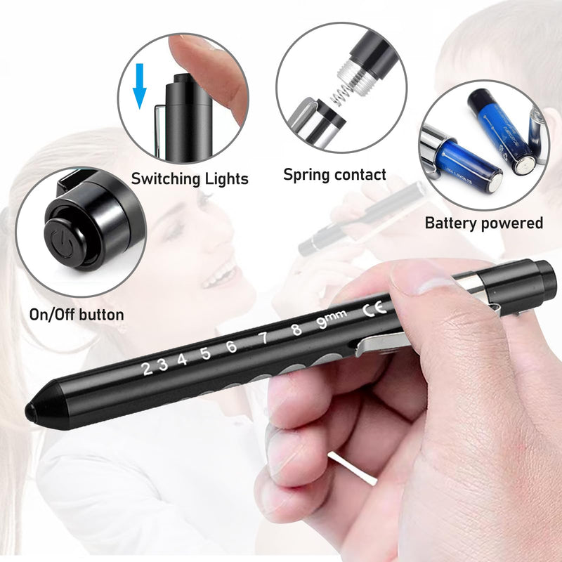 Diagnostic Light, Pack of 10 Pupil Lights, Medical Penlight, LED Pen Lamp with Pocket Clip, Medical Lamp for Nurses, Doctors, Students, Reusable