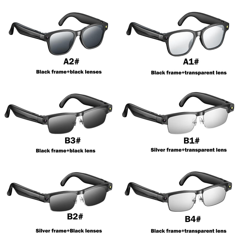 Smart AI Glasses with Camera, 800W Cameras & Photo Capture, Real-Time Translation, Recording Glasses with AI Assistant, Open-Ear Audio, Object Recognition, Bluetooth, for Travel (B3#) B3#