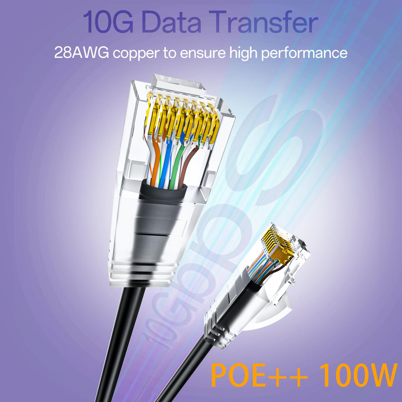 Cat6a Patch Cables 0.5ft (96 Pack) Slim, Cat6 Ethernet Patch Cable Pure Copper, Flexible Cat 6 Patch Cable 550MHZ 10G, Space-Saving Cat 6A Network Cables for Patch Panel Black 96