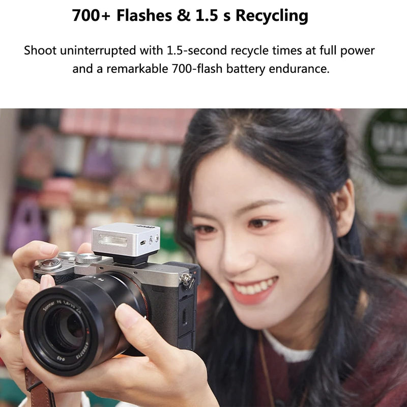 Godox iT20 S IT20S TTL Auto Mini Flash for Sony ZV-1 / ZV-E10 / ZV-1 II TTL/Manual Modes with USB-C Rechargeable 300mAh Battery,1.5s Recycle,Hot Shoe Triggering for Sony A7C A6400 A6000 (Silver)