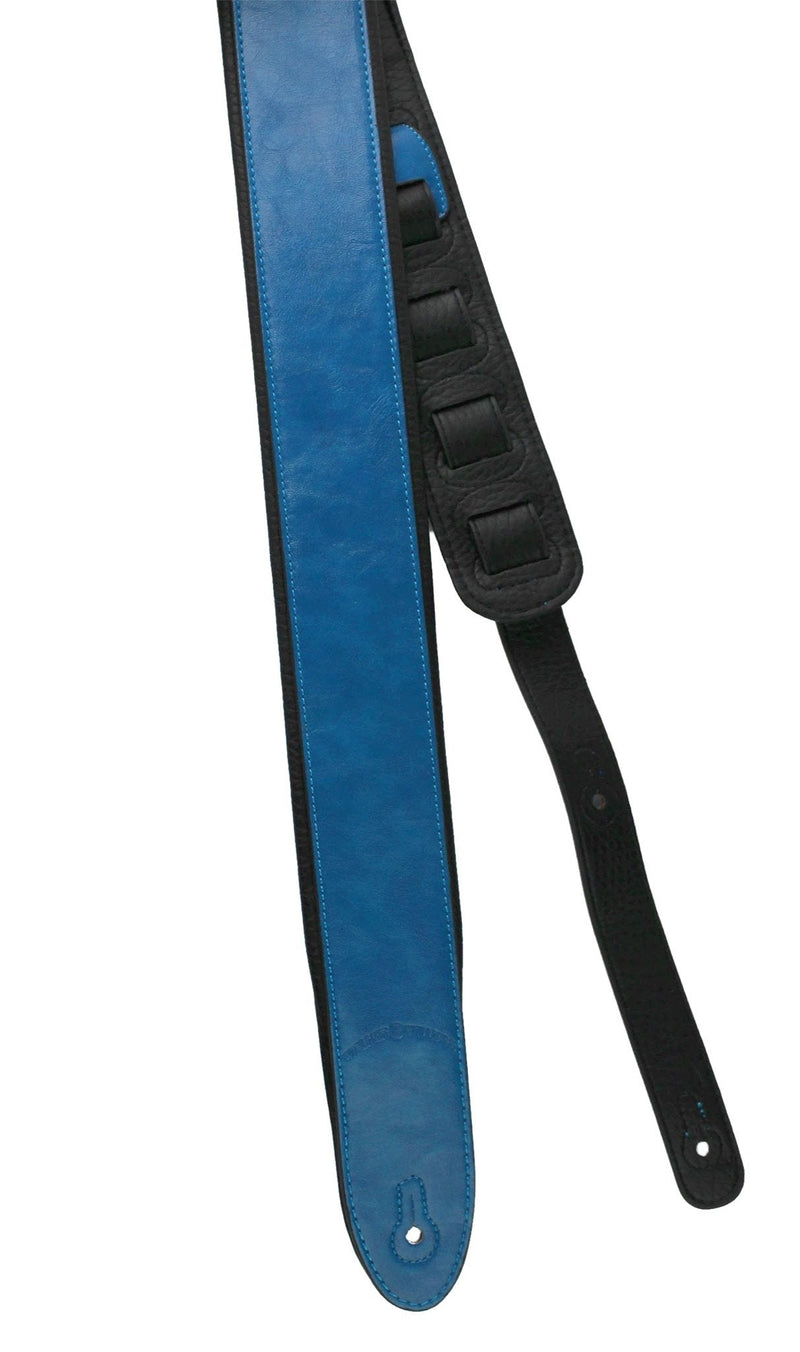 Walker & Williams G-21 Deep Turquoise Blue Guitar Strap with Padded Glove Leather Back For Acoustic, Electric, And Bass Guitars